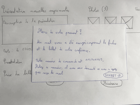 Popup de confirmation de paiement & d'envoi de mail